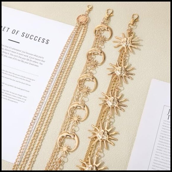Gold Plated Metal Layered Waist Chain Trio Adjustable Belt Set main image 6